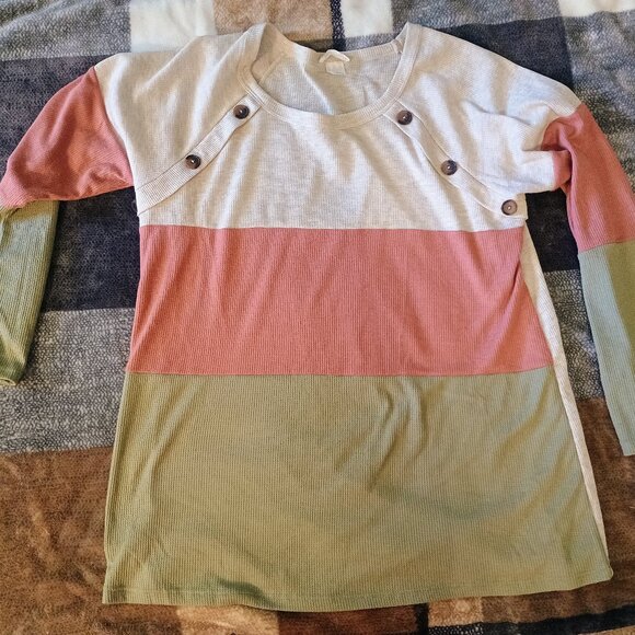 Chic Soul Boutique waffle knit tri color long sleeve size 1x - Picture 1 of 2
